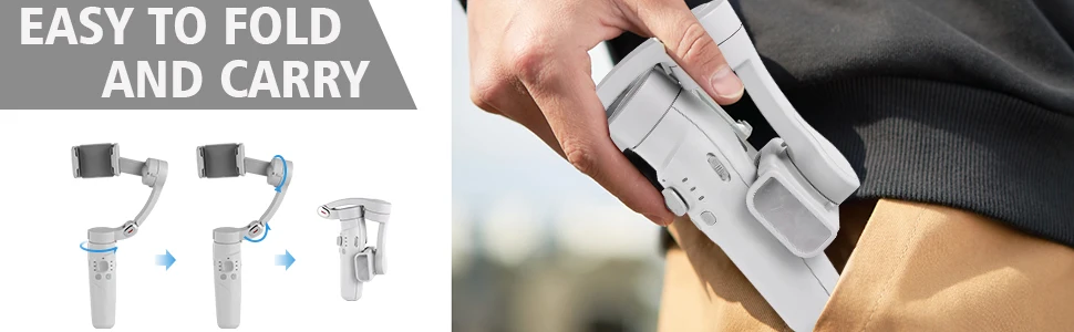 Stabilizzatore a 3 assi pieghevole per smartphone, iPhone e Android, ideale per riprese video e vlog._voghion.com