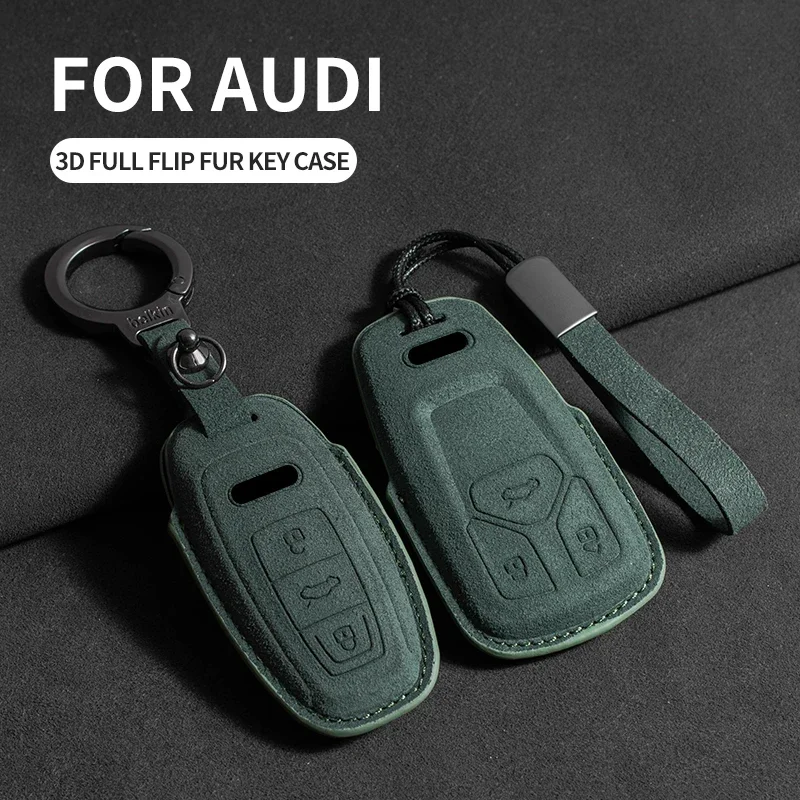 

Car Key Case Cover Fob For Audi Q3 Q5 Q7 A1 A3 8P A4 B9 A5 A6 C7 8S A7 A8 4M S4 S5 S6 S7 S8 RS3 RS6 SQ5 TTS Alcantara Keychain