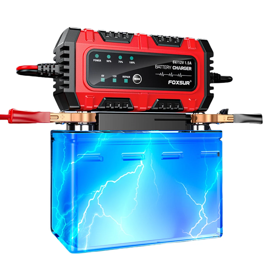 Chargeur de batterie de voiture intelligent 6V/12V 1,5 a, unité de charge de batterie de voiture et de moto pour Batteries au plomb AGM GEL