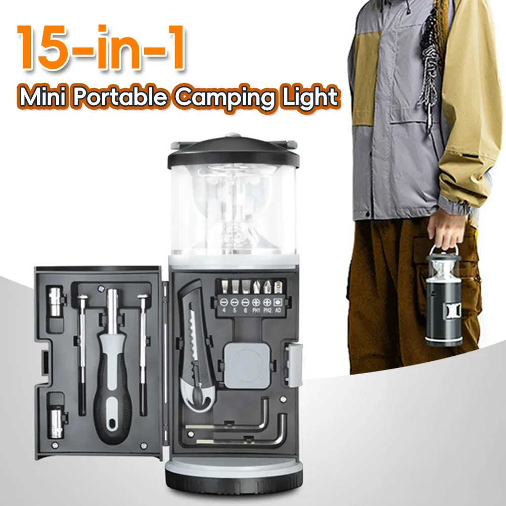 Household Emergency Repair Hardware Tools Outdoor Camping Multifunctional  Lamp With Toolbox Portable LED Work Light