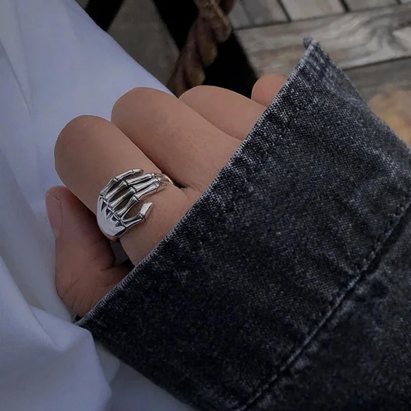 Finger Rings Simple Skull Geometric Five-finger Gothic Punk Men Women Halloween Jewelry Gift