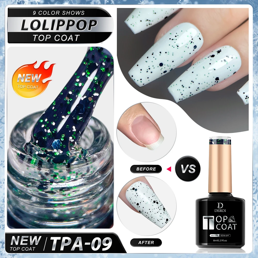 8ml Sparkly Glitter Top Coat Gel Nail Polish Gold Foil DIY Nail Art Matte Aurora Topcoat Soak Off Semi Permanent for Manicure 5
