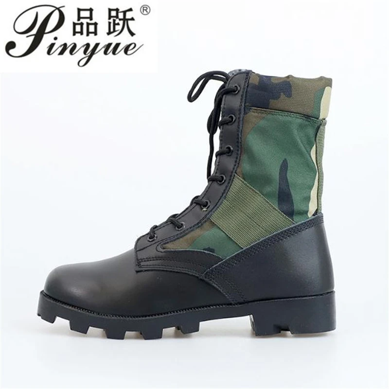Botas militares para hombre, zapatos impermeables con cordones, lona, transpirables, de camuflaje, botines combate táctico para el Invierno| | - AliExpress