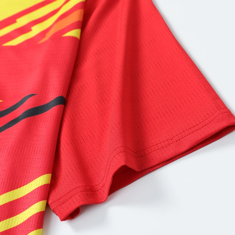 Men Tennis Shirts Breathable Badminton T-shirts Quick Dry Team Sports Short Sleeve V- Collar Training Shirts Ping Pong Jerseys