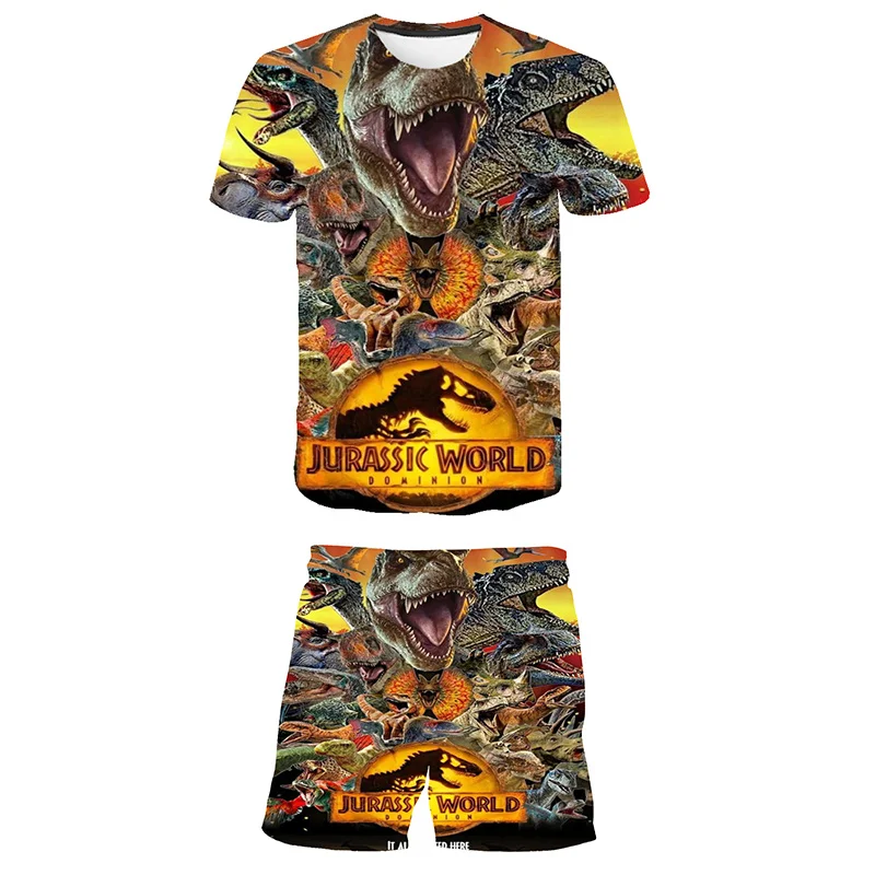 

2024 year Summer Jurassic World Dominion Fashion Boy Girl Short Pants Clothes Kids T Shirt Clothing Kids 1-14 Years Clothes Suit