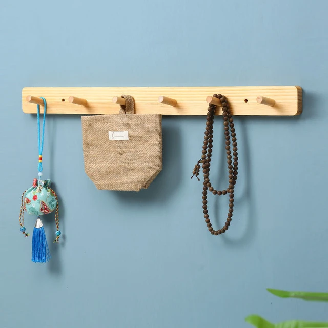 Porte en Bois Cintre Support Mural Crochets Clé Support Rack