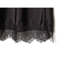 Women's Skirts Fashion Lace Decoration Satin Midi Skirt Vintage Women High Waist Long Skirts - Image 6