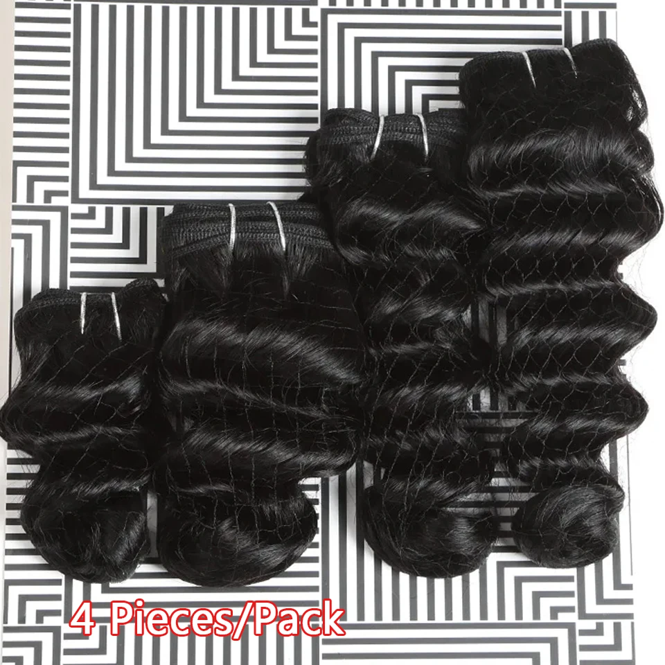 4 Pcs Pack Loose Wave Brazilian Hair Weave Bundles 8-14 Inch Human Hair Bundles For Women 190Gram