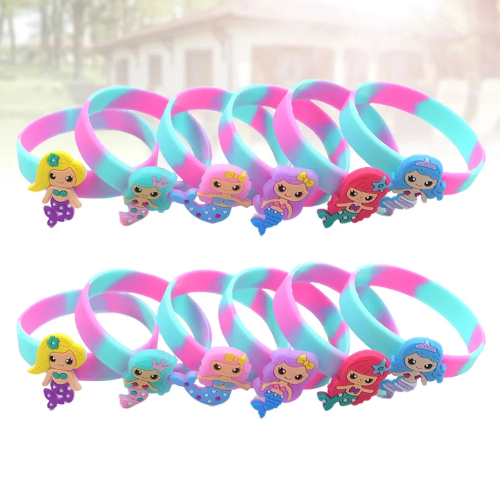 

20 Pcs Handband Kids Wristband Mermaid Silicone Bracelets Clothing Presents Coubracelets Gifts for children's birthday guests