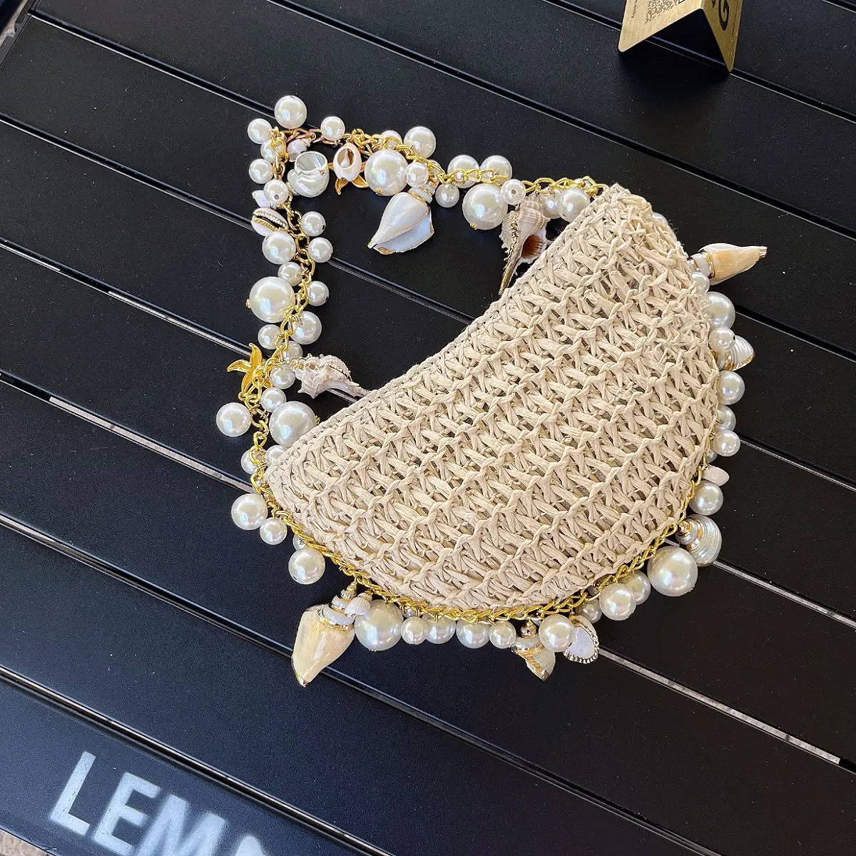 

Fashion Pearl Straw Woven Women's Crossbody Bag Designer Handbag Bohemian Rattan Beach Bag Female Shoulder Messenger Bag Tote