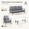 2 x Cushioned Metal Chair, 1 x 3-Seat Sofa with Coffee Table, All Cushioned 5 Seats Patio, Garden Sofas 4