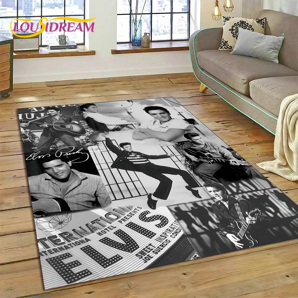 3D Retro E-Elvis Presley Star Carpet Rug for Bedroom Living Room