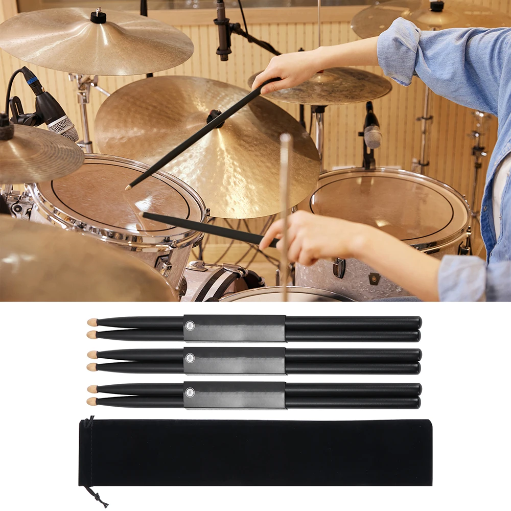 Drum sticks Drumstick bag Drum percussion accessories Drum accessories 1Pairs Professional Drum Sticks With Carrying Bag for Beginners