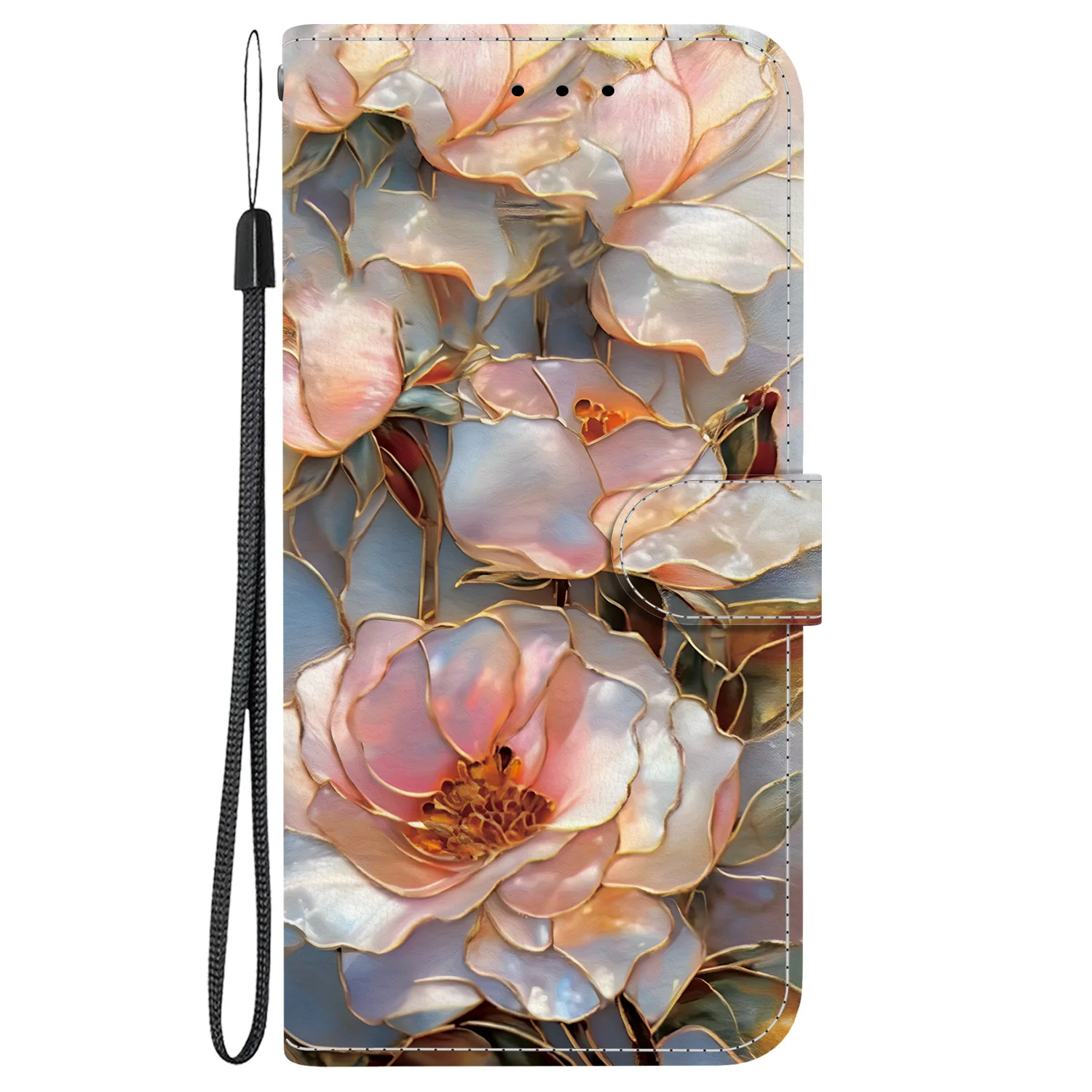 Elegant Floral Leather Flip Phone Case with Stand and Card Slots