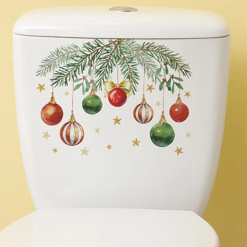 Christmas leaf light bulb stickers Children's room toilet stickers Home decor wall Self-adhesive