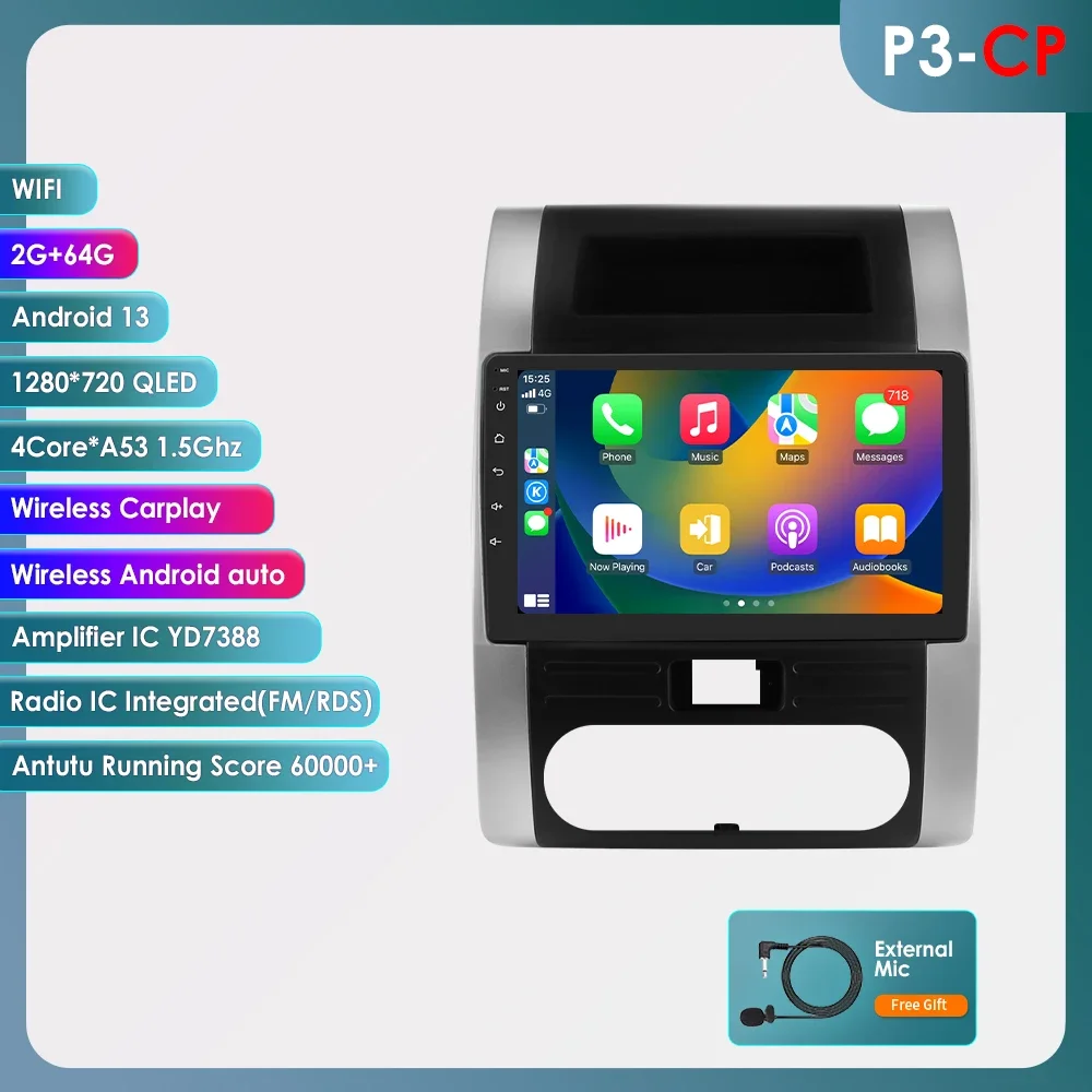 thumbnail image 1 of Radio para coche con Android 12 y Carplay para Nissan X-Trail 2 T31 X Trail 2007-2015, reproductor multimedia de vídeo para coche, radio GPS Navi 7862, 1 of 5