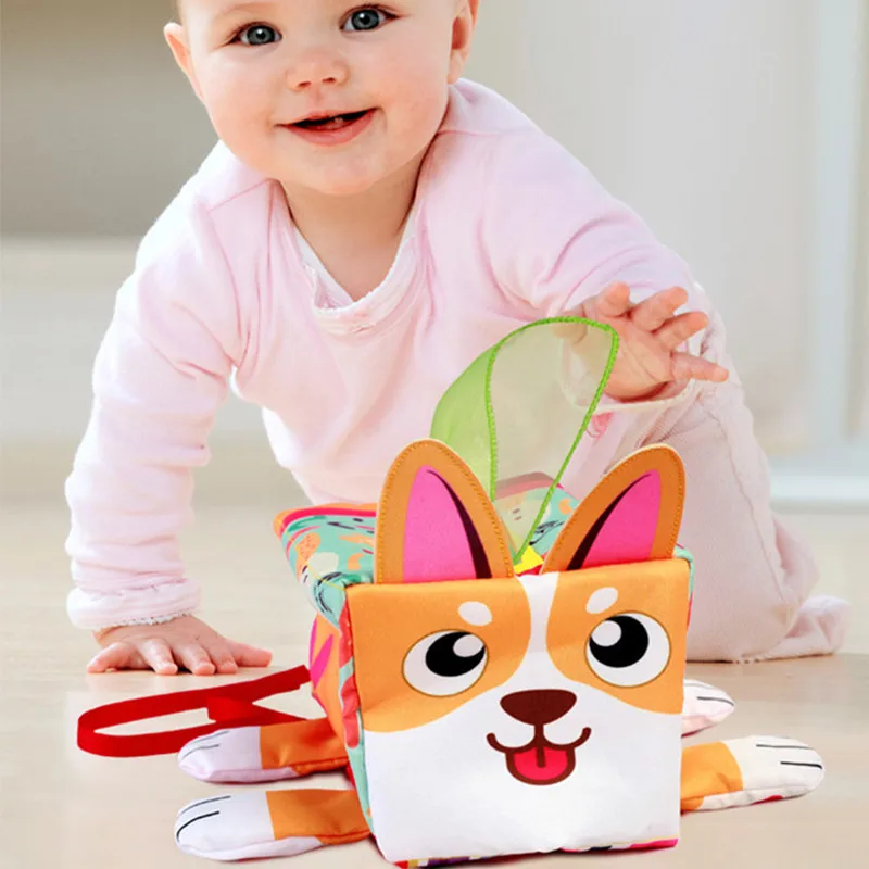 

Baby Montessori Toys Pull Along Tissue Box for 6-12 Months Magic Soft Sensory Finger Exercise Toddler Educational Toys Game