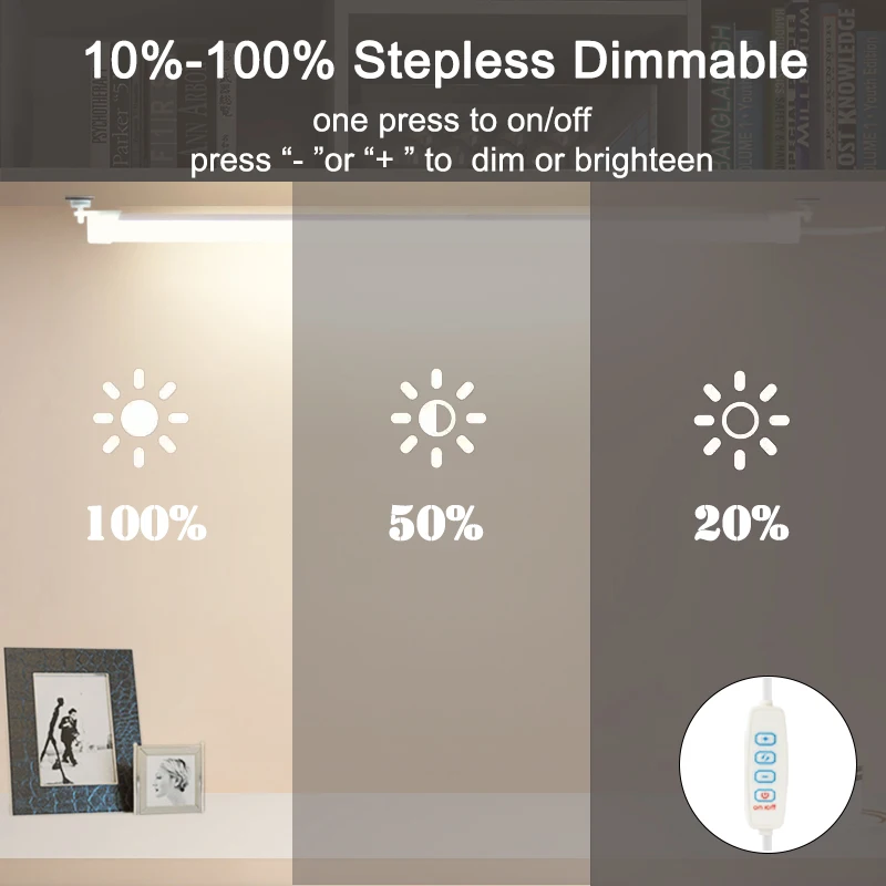 LED Light Under Cabinet Lighting Magnetic Dormitory Reading Lamp Student Desk Lights 5V USB Plug Study 3 Color Changes Kitchen Bedroom