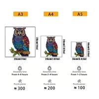 Owl Wooden Animal Puzzle DIY Crafts Brain Trainer Puzzles Game for Kids Adult Educational Wood Toy Gift Medium Difficulty Jigsaw 2