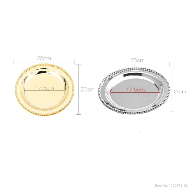 Luxury Silver / Gold Charger Plates Metal Tray 25 CM/ 9.8" Round Nut Plates/ Sweet/ Cake Plates For Home Christmas Decoration 5