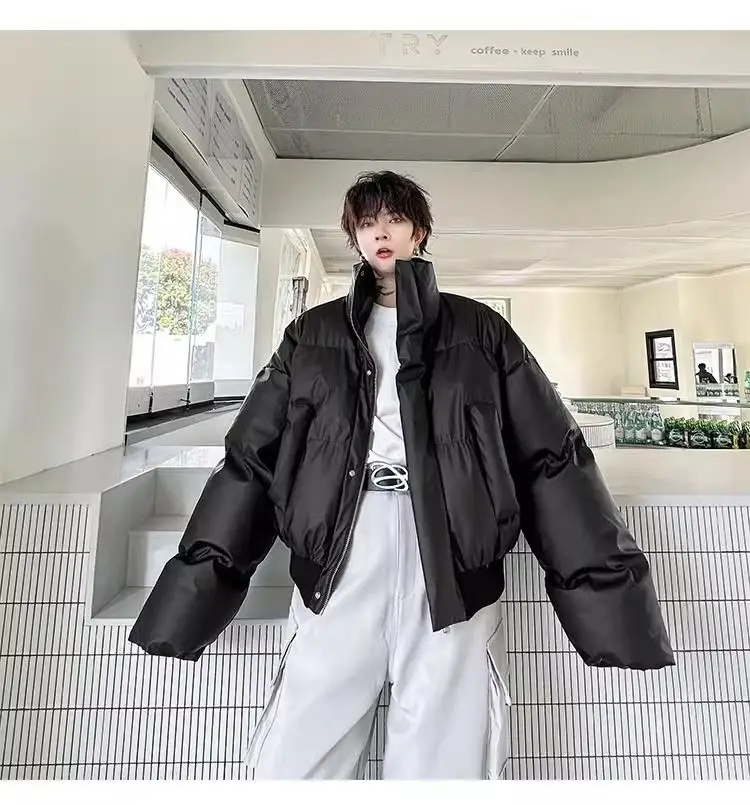 Description Picture 4 of itemFashionable Warm Personalized Short Cotton-padded Jacket Fashion Men's Loose High Street Casual Parkas Men Tops Male Clothes