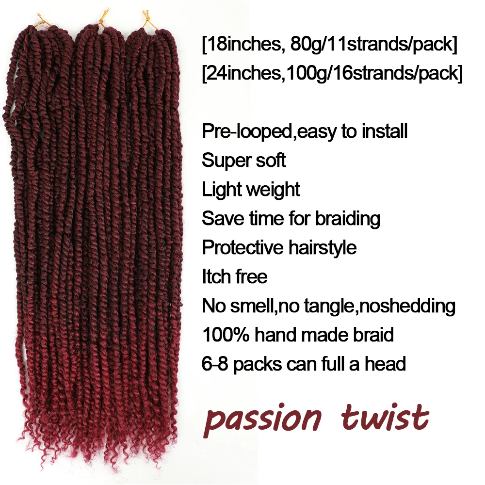 X-TRESS Synthetic Crochet Braiding Hair Pre-twisted Passion Twist Hair Extension Soft Natural Pre Looped Braids For Black Women