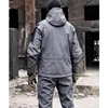 Winter Outdoor Waterproof Suits Men Tactical Windproof Hooded Jacket Fleece Warm Pants Multi-pocket  Thermal Sets Autumn 6