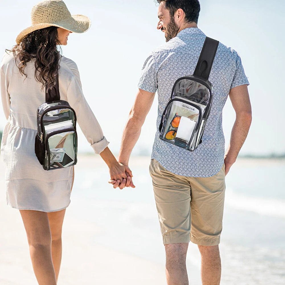 Transparent Crossbody Bag PVC Waterproof Sports Pack Protable Simple Chest Bag Fanny Pack for Outdoor Stadium Travel Water Sport