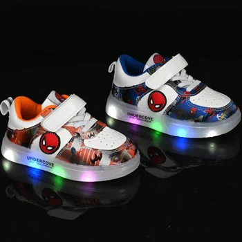 Scarpe luminose a led Disney per bambini Moda Cartoon Spiderman Ragazzi Sneakers Scarpe casual per ragazze Scarpe sportive per bambini traspiranti 1
