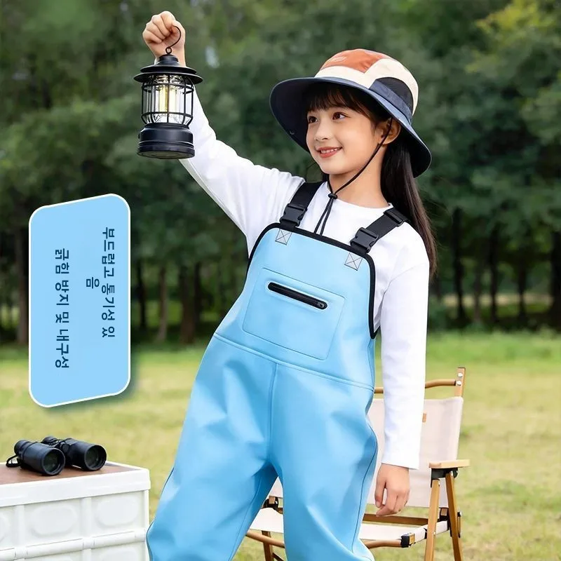 방수 낚시 바지 어린이용 전체 방수 바지 남아 여아 여름 미끄럼 방지 내마모성 해양 생물학 탐험 바지
