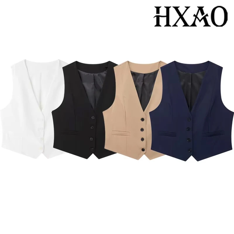 HXAO Top mujer verano 2024 Tank & Camis chaleco Tops señoras moda Casual elegante sin mangas blanco negro azul caqui camisetas sin mangas