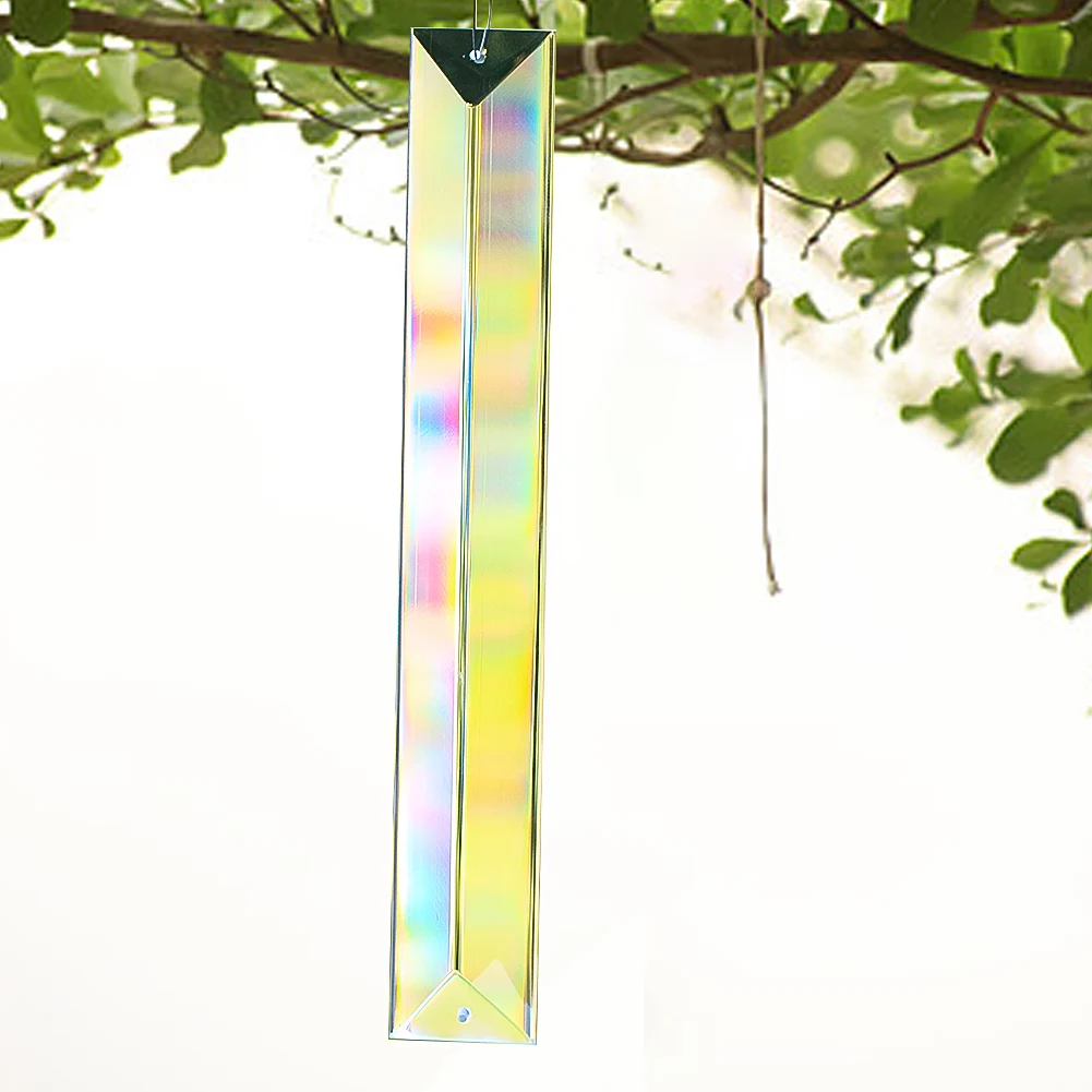 Clear Triangular Prism Glass Pendant Garden Hanging Rainbow Maker Suncatcher Chandelier Crystal Light Shadow Accessories Crafts