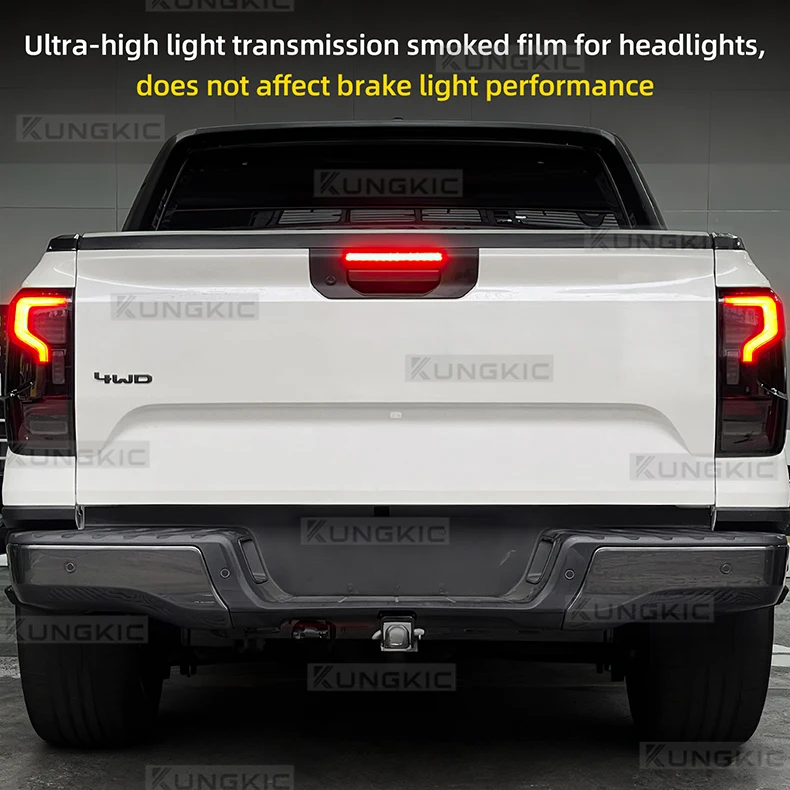 Für Ford Ranger T9 2023 2024 2025 Rauchschwarz Klare Rückleuchten-Schutzfolie TPU-Aufkleber Zubehör Anti-Kratz-Folie – Detail 6