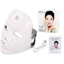 LED Photon Therapy Face Mask for Skin Rejuvenation and Anti - Aging (White With Box)