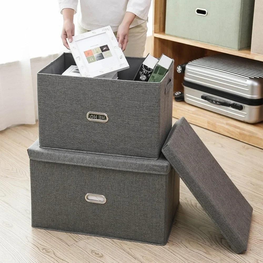 Cotton and Linen Covered Storage Box, Foldable Drawer, Wardrobe Storage and Organizing Box, Fabric Toy Storage Box 4