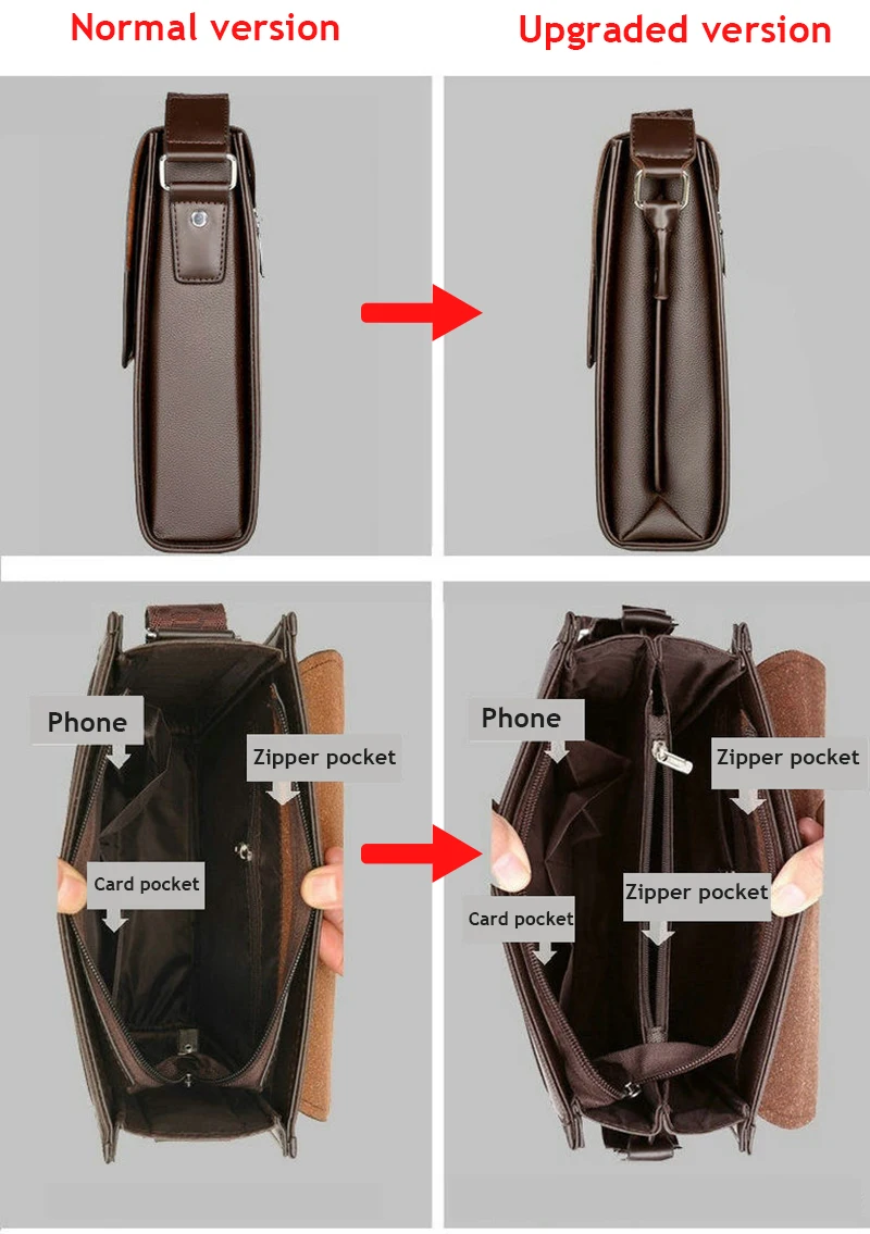 Shoulder Bag For Men PU Leather Porter Briefcase Cross Business Messenger Designer Luxury Crossbody Side Phone Bag Pouch Husband
