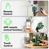Niveau laser 4D HGLINE 16 lignes, contrôle à distance par application, rechargeable, auto-nivelant, ligne verte 360°, batterie Li-ion grande capacité 6000 mAh 6
