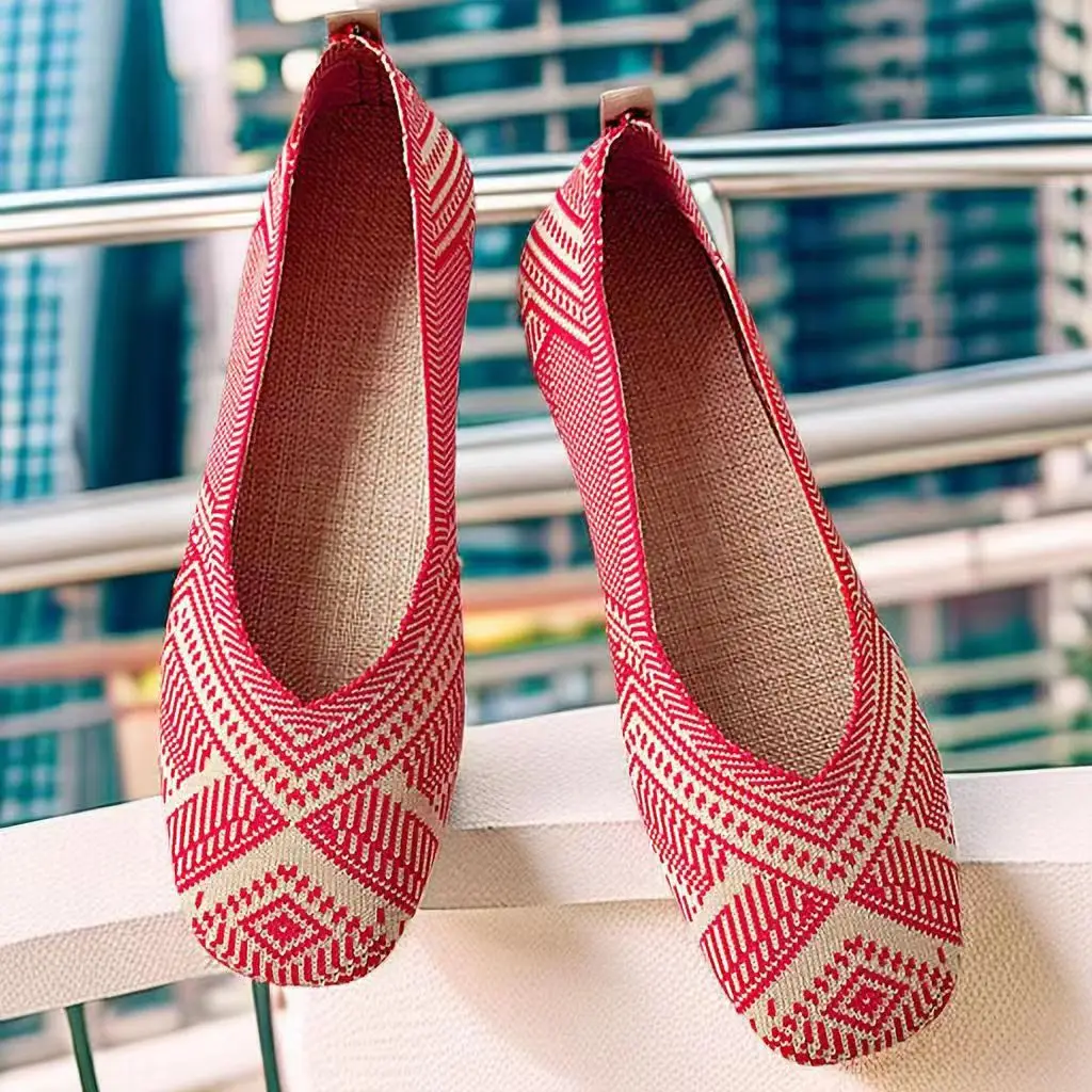 

Летние Новые дышащие вязаные Балетки без шнуровки из сетчатого материала, Женская Повседневная Яркая Мягкая Обувь с квадратным носком, топ-сайдеры