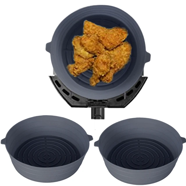 2/3Db Air Stryer Silicone Pock Fogantyúval Újrahasznosítható Levegő Sütő Bélés Hőálló Szilikon Kosár 7,5 Hüvelykes Kerek - Image 2