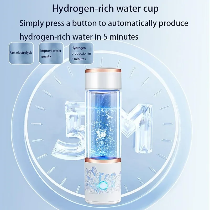 Portable Hydrogen Water Ionizer Machine,5000PPB Electrolysis technology 300ml,Hydrogen Water Bottle, Hydrogen Generator