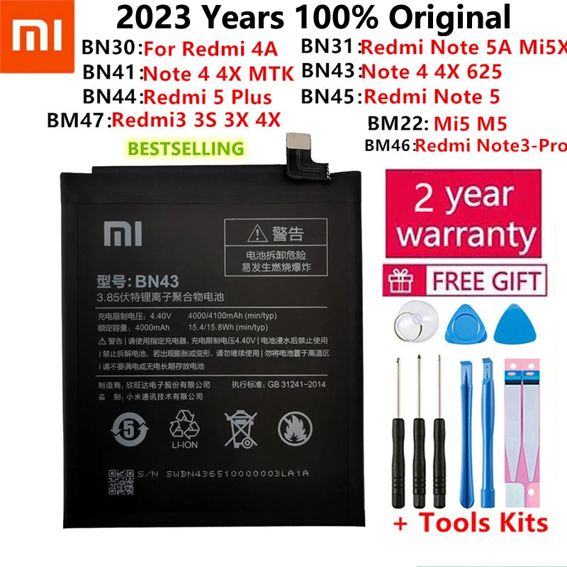 

100% Original Replacement Battery For Xiaomi Mi Max Max 2 Max 3 Redmi 4 Pro Prime Redmi Note 4X / Note4 Phone batteries +Tools