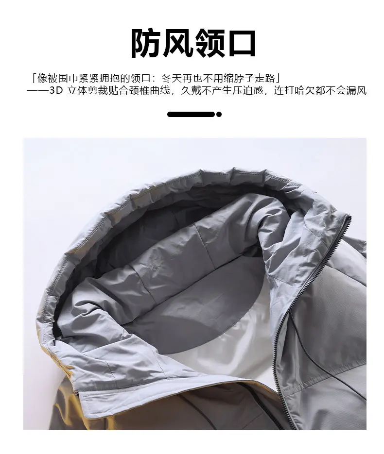 Lässige einfarbige Entendaunenjacke mit Kapuze, 2025, Winter-Herren-warmer Puffermantel, Sport-Outwear, winddicht, gepolstertes Oberteil, Parka-Kleidung – Detail 7
