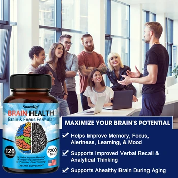 2200 mg Brain Booster with Vitamin B6, B12 supplement to support memory, mental clarity and immune system health. 3
