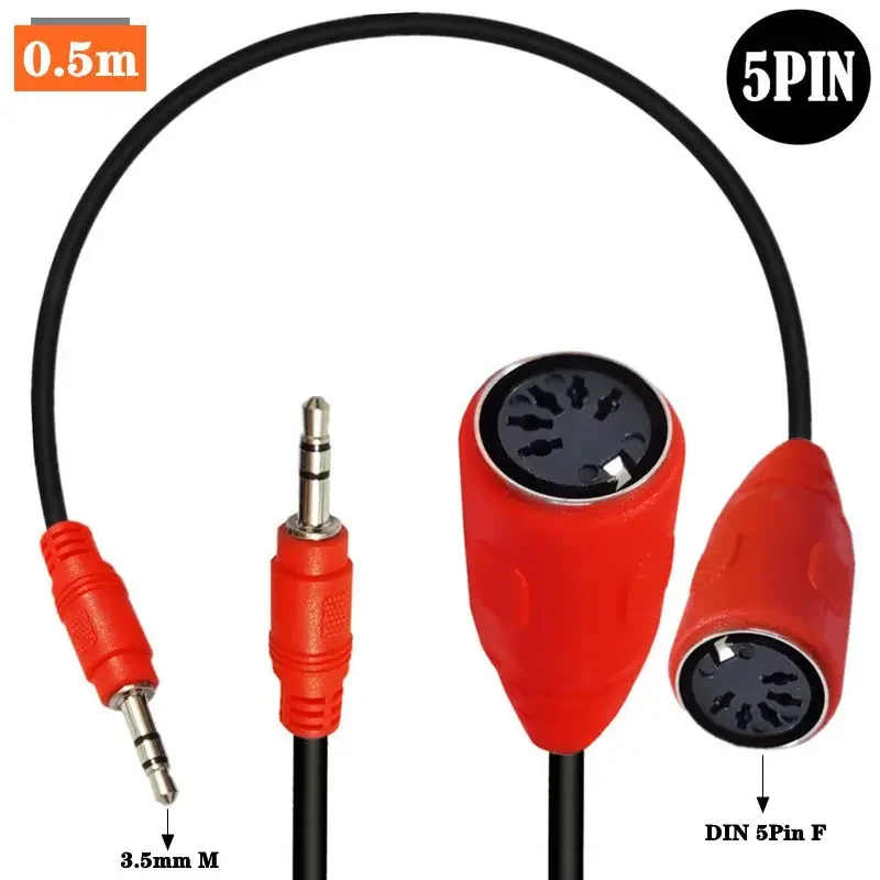 DIN 5-Pin MIDI Female To 3.5mm Male Stereo Adapter Cable – 0.5m, 1m, Or 1.5m Length | Audio Extension Cable