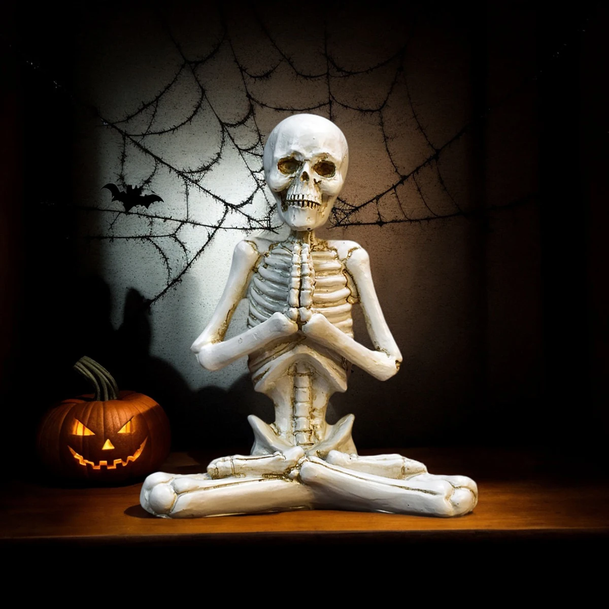 1PC, creative yoga-shaped skull decoration, resin handicraft, suitable for indoor home decoration during festivals