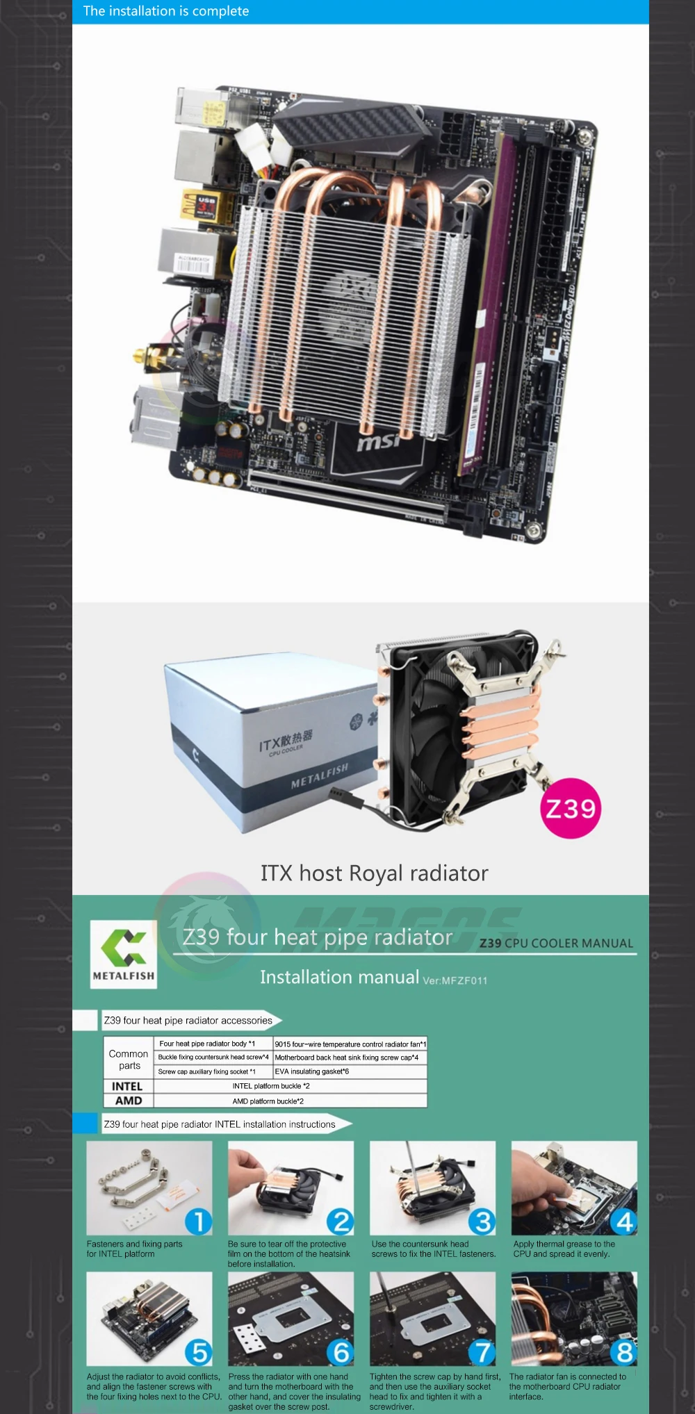 Tubos de Calor, Radiador CPU, Controlo PWM 4Pin, AMD, Plataformas Intel