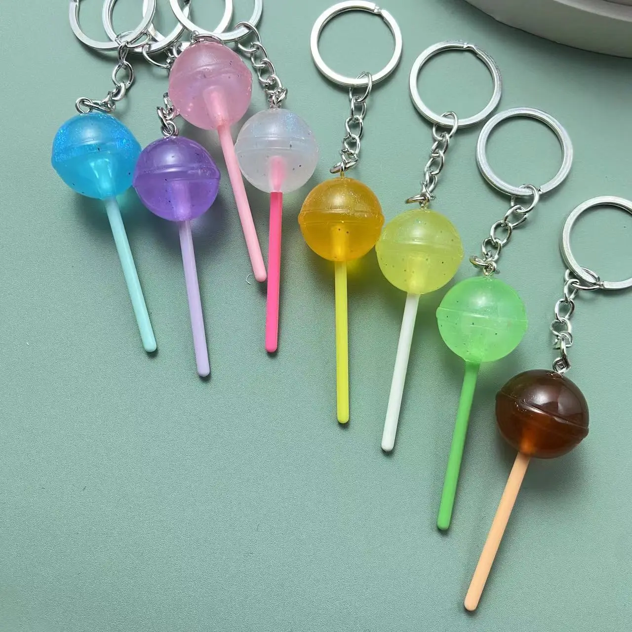1PCS Simulation Lollipop Keychain Transparent Luminous Resin Hanging Decoration Creative Gift Birthday Souvenir Gift