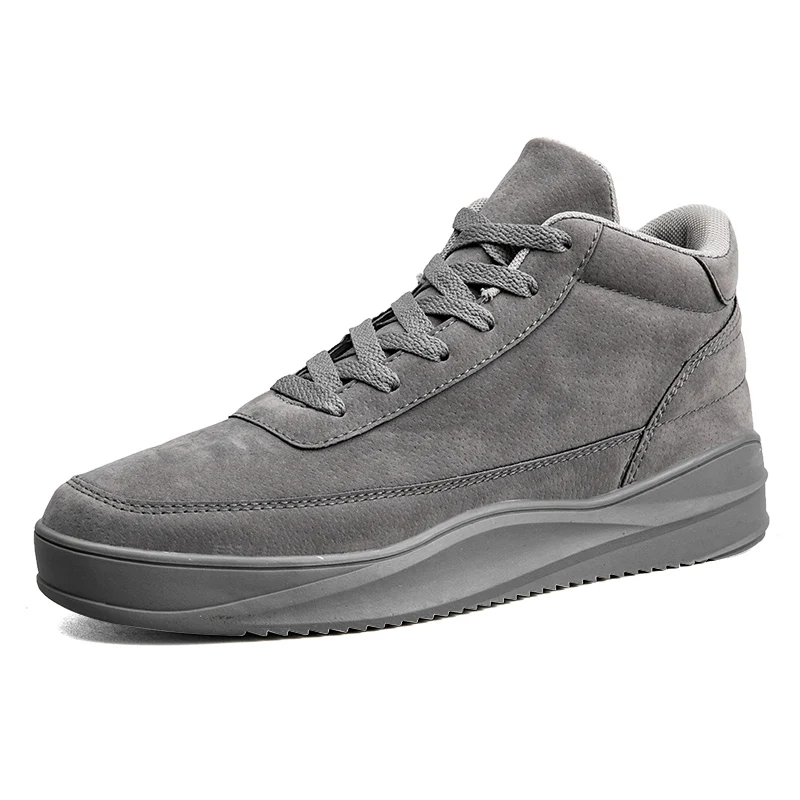 

Мужские кожаные кроссовки, высокие, на шнуровке, износостойкие, повседневная обувь на плоской подошве, Нескользящие, на весну и осень