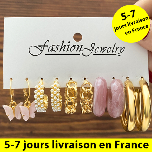 Trendy Gold Silver Color Butterfly Hoop Earrings Set For Women Snake Pearl Resin Hoop Earrings Brincos Party Jewelry