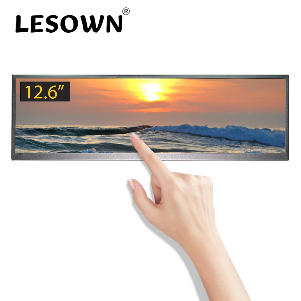 Lesown Monitor Ultrawide Da 12.6 Pollici Touch Screen Portatile Usb C Ips 1920X515 Mini Hdmi Barra Aggiuntiva Monitor Lungo Con Supporto